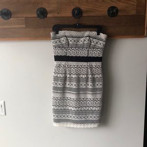 Cynthia Steffe strapless black white crochet dress